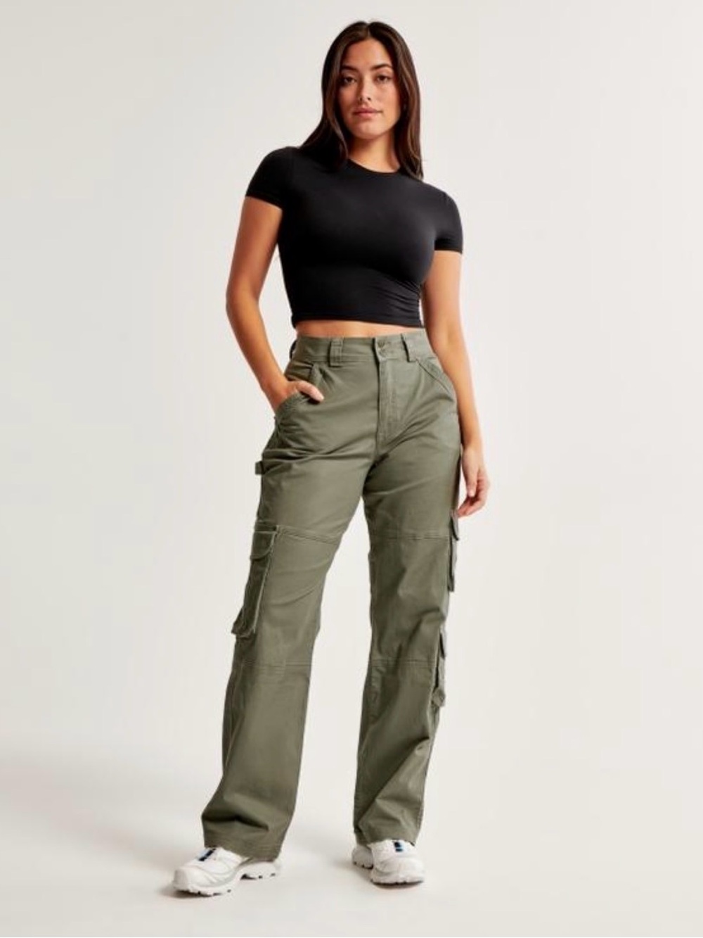 Abercrombie & Fitch Olive Green Wide-Leg Cargo Pants
